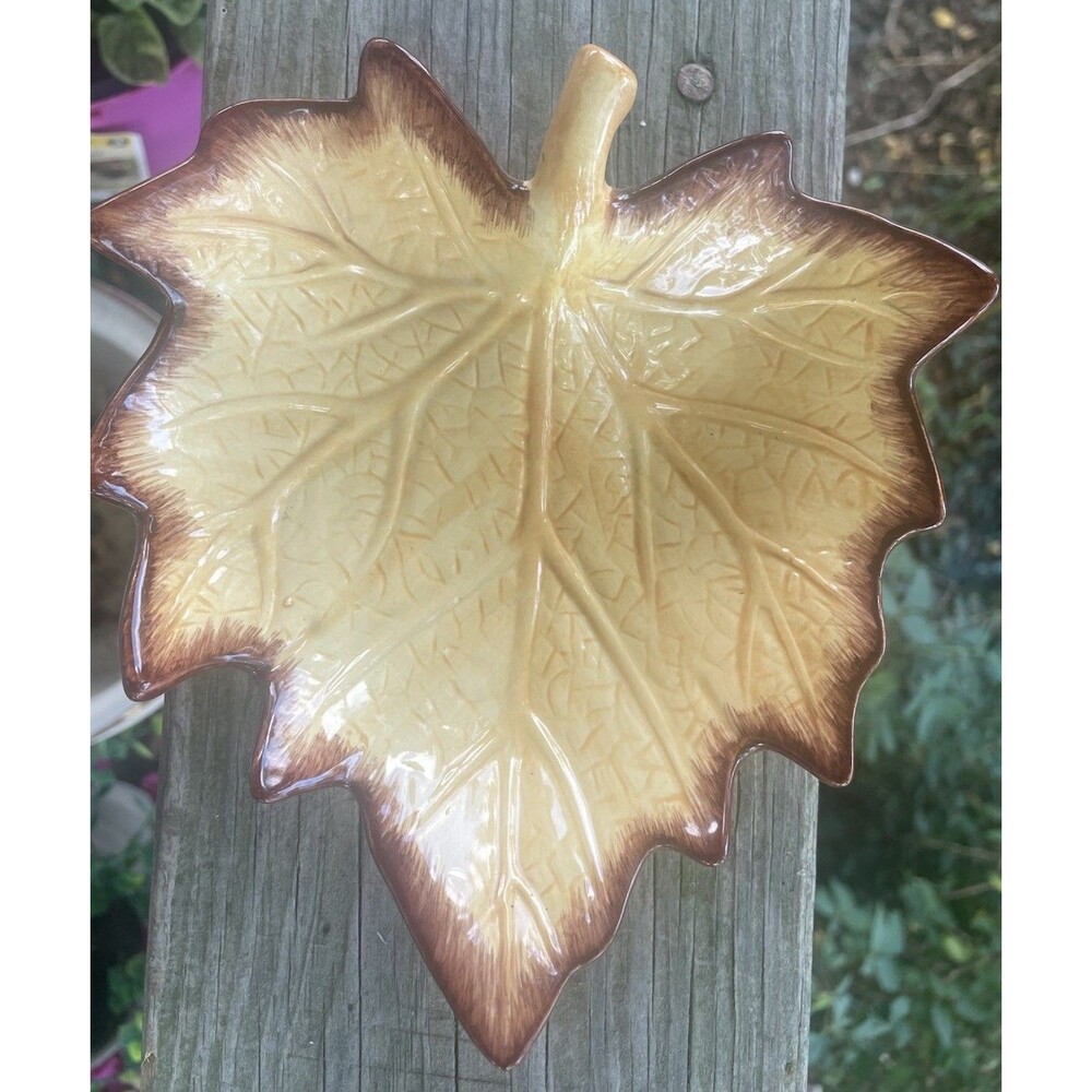 Autumn Leaf Candy Trinket Dish Deep Fall Seasonal